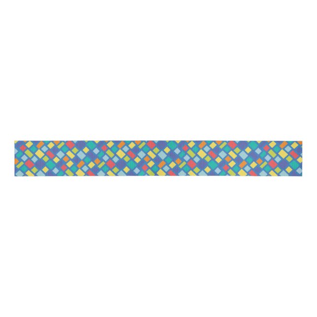 Primary Party Chequerboard Kid's   Grosgrain Ribbon (Front)