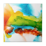 Primary Plume - Watercolors Ceramic Tile<br><div class="desc">Primary Plume II by Jennifer Goldberger. Features an abstract design with varying colours and shapes in a watercolor style.| 142904FN</div>