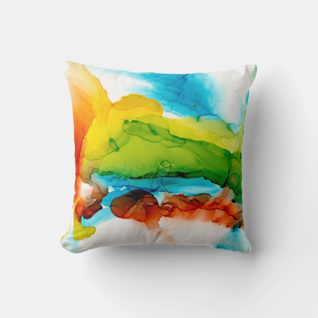 Primary Plume - Watercolors Cushion (Front)