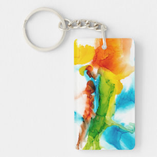 Primary Plume - Watercolors Key Ring