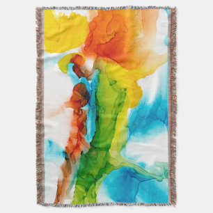 Primary Plume - Watercolors Throw Blanket