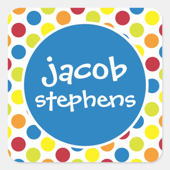 Primary Polka Dots Personalised Stickers (Front)