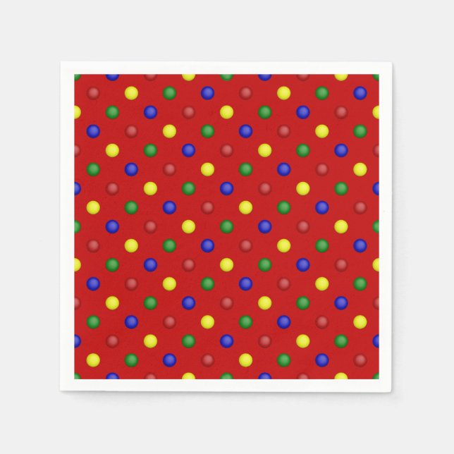Primary Polka Dots-Red Paper Napkins (Front)