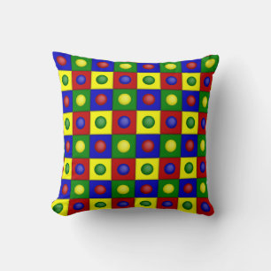 Primary Polka Dots Squared-Square Throw Pillow
