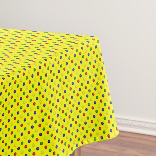 PRIMARY POLKA DOTS YELLOW-52x70 TABLECLOTH (In Situ)
