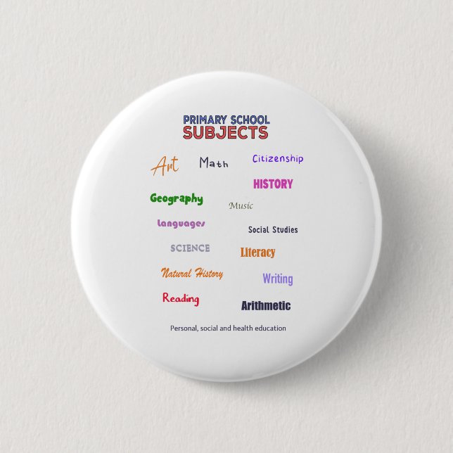 Primary School Subjects 6 Cm Round Badge (Front)