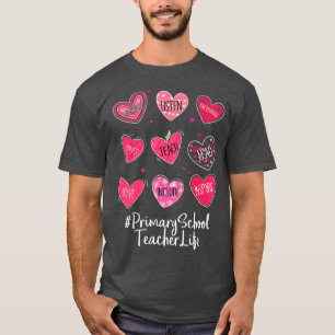 Primary School Teacher Hearts Valentine Valentines T-Shirt