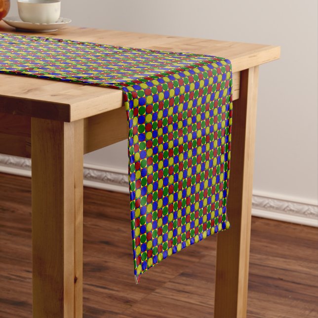 Primary Squares-INVERTED DOTS-COTTON TABLE RUNNER (In Situ)