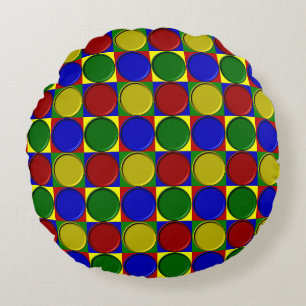 Primary Squares Inverted Dots-ROUND THROW PILLOW