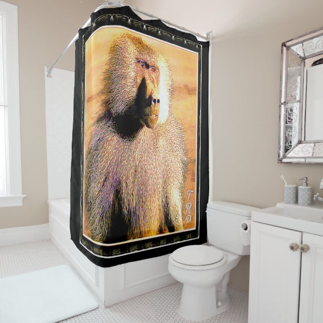 Primate Models: Hamadryas baboon 01 Shower Curtain (In Situ)
