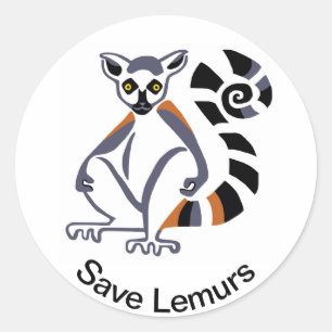 Primate -Save LEMURS - Animal lover- Madagascar Classic Round Sticker