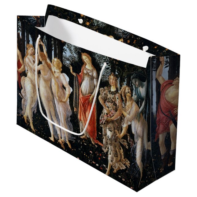 Primavera, Sandro Botticelli Large Gift Bag (Front Angled)