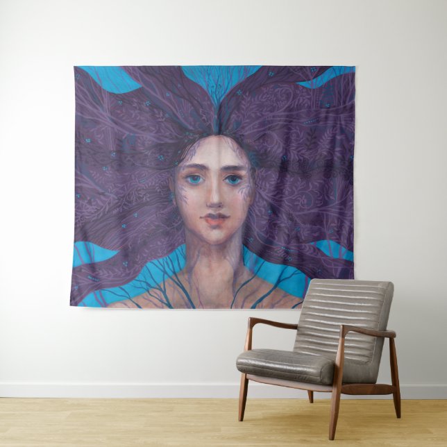 Primavera, spring goddess, fantasy surreal art tapestry (In Situ (Horizontal))