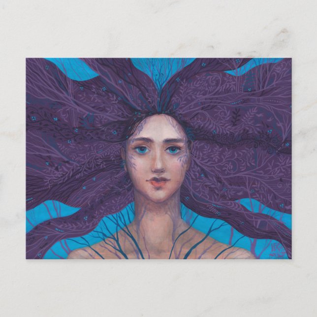 Primavera Spring Goddess Fantasy Surreal Portrait Postcard (Front)