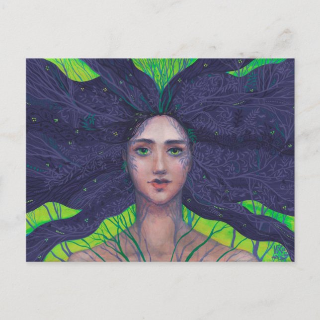 Primavera Spring Goddess Fantasy Surreal Portrait Postcard (Front)