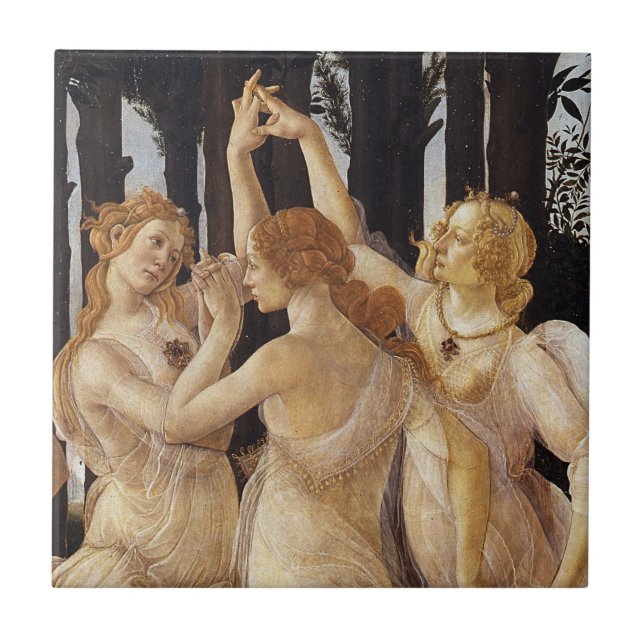 Primavera, Three Graces by Sandro Botticelli Ceramic Tile (Front)