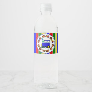 Prime Colors Choo Choo Train Baby Shower Birthday Water Bottle Label