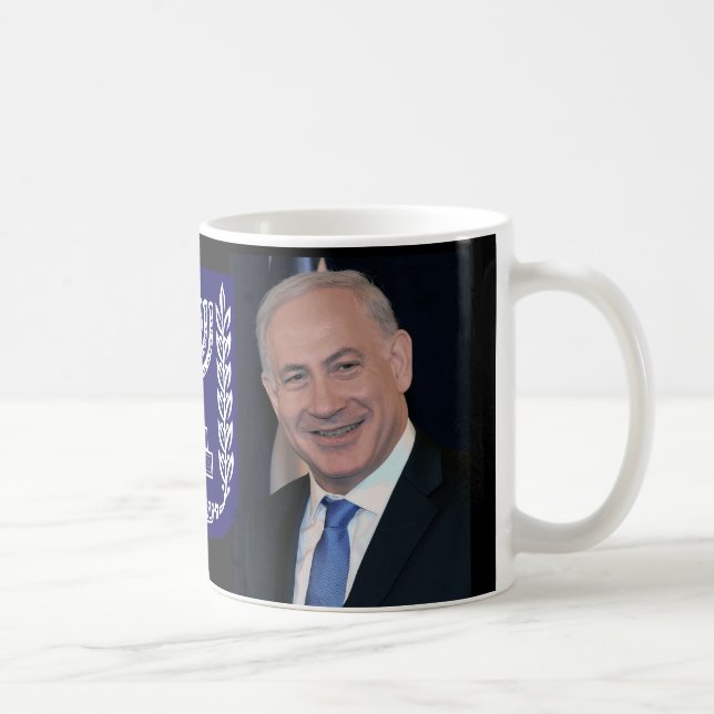 Prime Minister Netanyahu & Israel's Emblem Coffee Mug (Right)