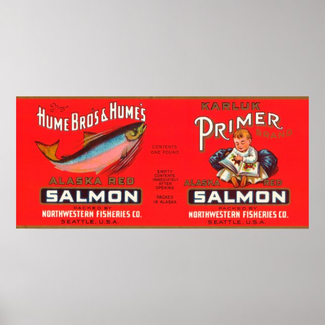 Primer Brand Salmon Label- Seattle, WA Poster (Front)