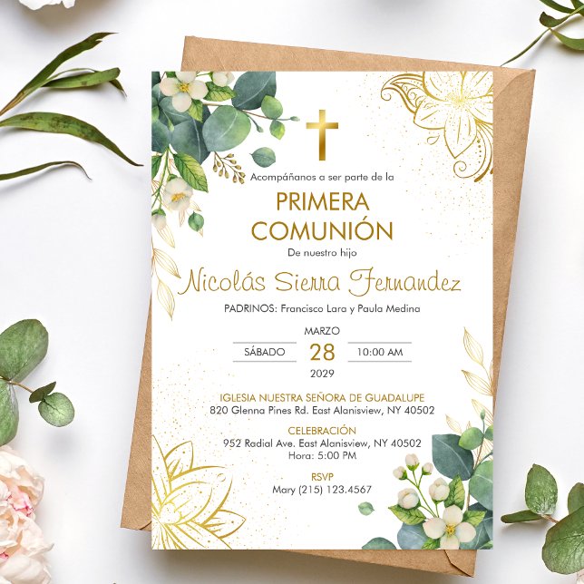 Primera Comunion Boy Girl Catholic First Communion Invitation (Creator Uploaded)