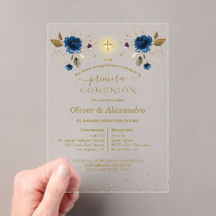  Primera Comunión Boys Twin First Holy Communion Acrylic Invitations