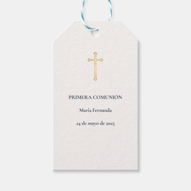 Primera Comunión Cross Gift Tags (Front)