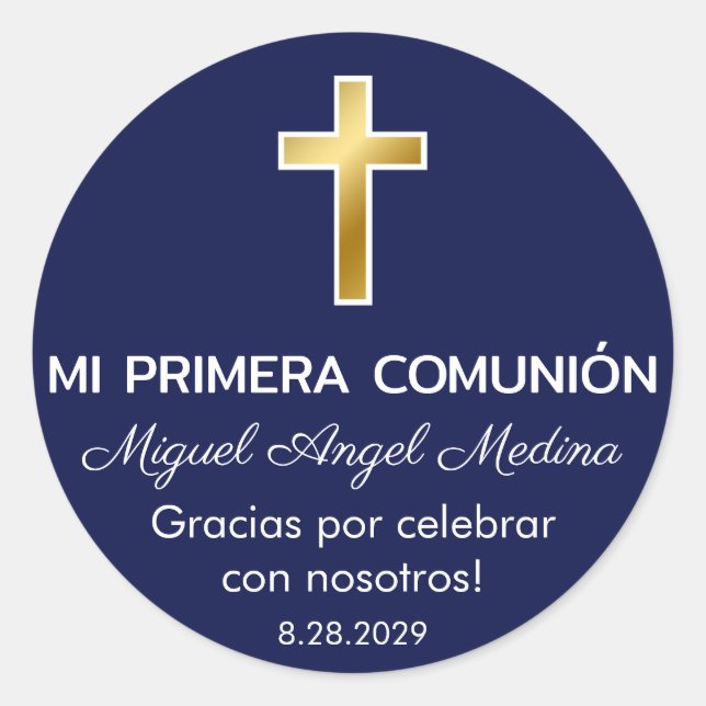 Primera Comunion Gifts and Favours First Communion Classic Round Sticker (Front)