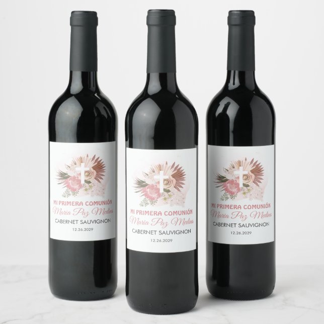 Primera Comunion In Spanish First Holy Communion Wine Label (Bottles)