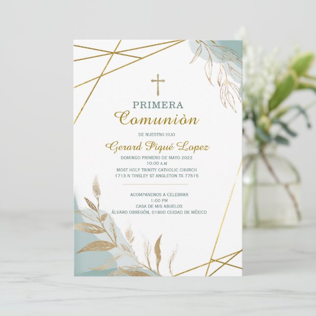 Primera comunion invitacion imprimible invitation (Standing Front)