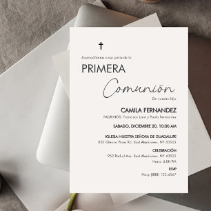 Primera Comunion Minimalist First Holy Communion Invitation