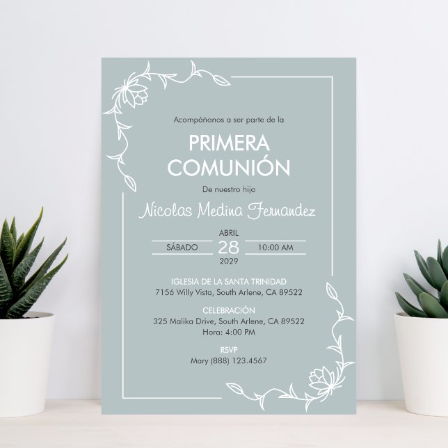 Primera Comunion Minimalist First Holy Communion Invitation (Creator Uploaded)