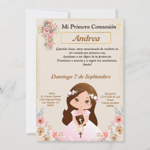 Primera Comunión para niña Invitation