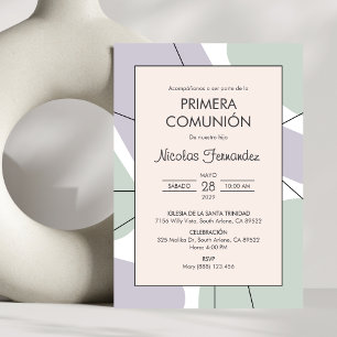 Primera Comunion Pastel Colours First Communion Invitation