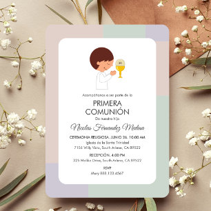 Primera Comunion Spanish Cute Boys First Communion Invitation