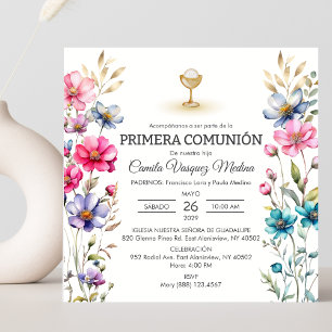 Primera Comunion Wildflowers Girl First Communion Invitation
