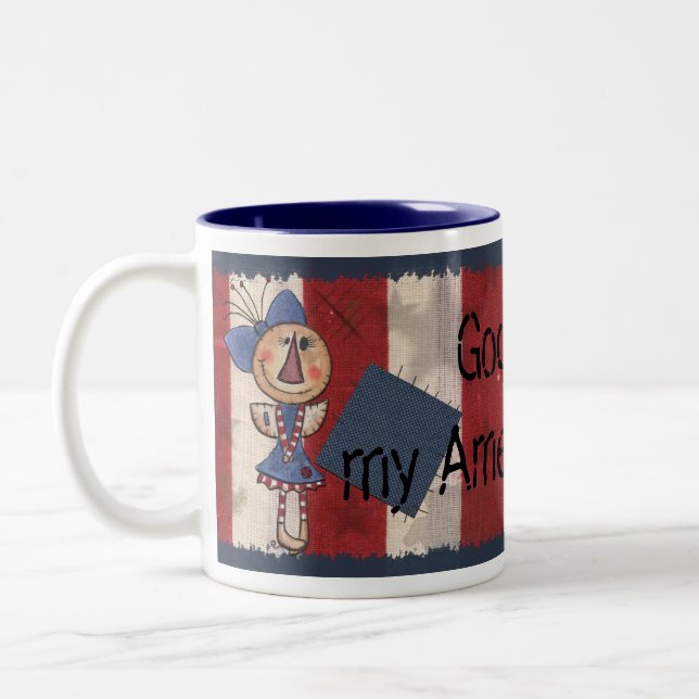 Primitive American Angel Two-Tone Coffee Mug (Left)