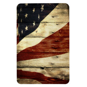 Primitive Americana Barn Wood American Flag Magnet