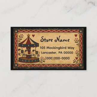 Primitive Americana Sheep Carousel Business Card
