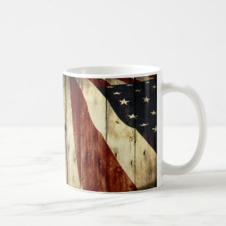 Primitive Americana woodgrain American Flag Coffee Mug