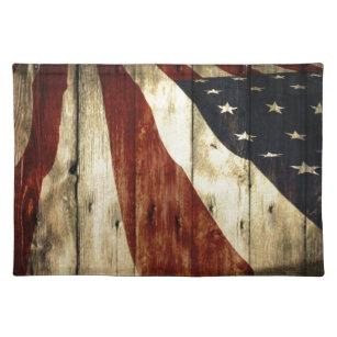 Primitive Americana woodgrain American Flag Placemat