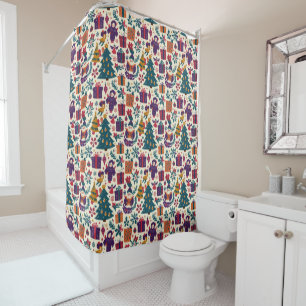 Primitive Angels Shower Curtain Folk Art Christmas