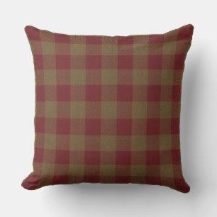 Primitive Autumn Rustic Cabin Red Check Plaid Cushion