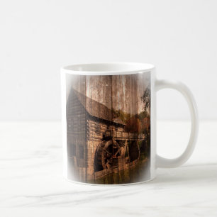 Primitive Barn Wood farmhouse mill water wheel Coffee Mug