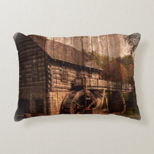 Primitive Barn Wood mill water wheel farmhouse Decorative Cushion