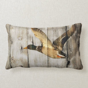 Primitive Barn wood Western Country mallard duck Lumbar Cushion