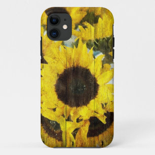 Primitive Barn Wood Western Country Sunflower iPhone 11 Case