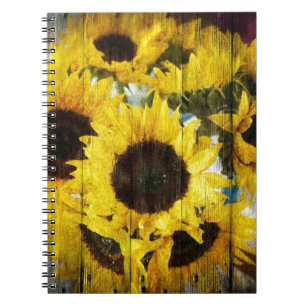 Primitive Barn Wood Western Country Sunflowers Notebook