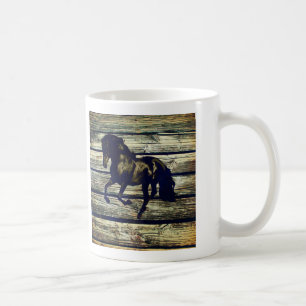 Primitive BarnWood Equestrian Black Stallion Horse Coffee Mug