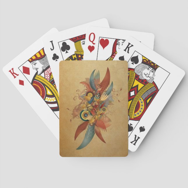 Primitive Bird Abstract Playing Cards (Back)