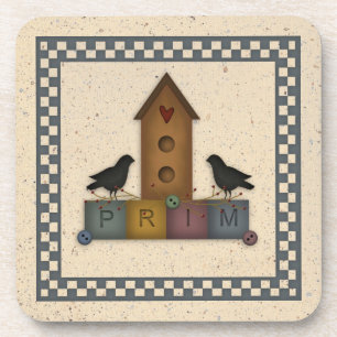 Primitive Birdhouse Cork Coaster